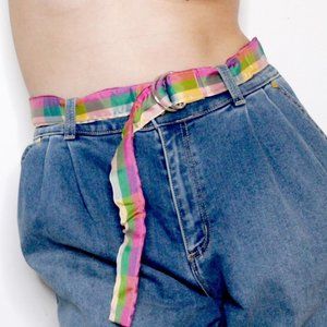 🧚‍♀️ 3/$40 Cute multicolor D-Ring Plaid Ribbon Belt by MARTINIS & MORE Size L